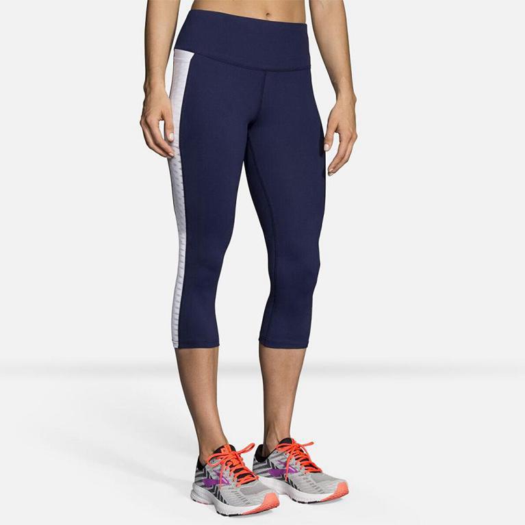 Brooks Greenlight Capri Running Pants - Women's - Blue (09785-HWQE)